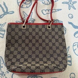 Gucci Red and Gray Tote Bag